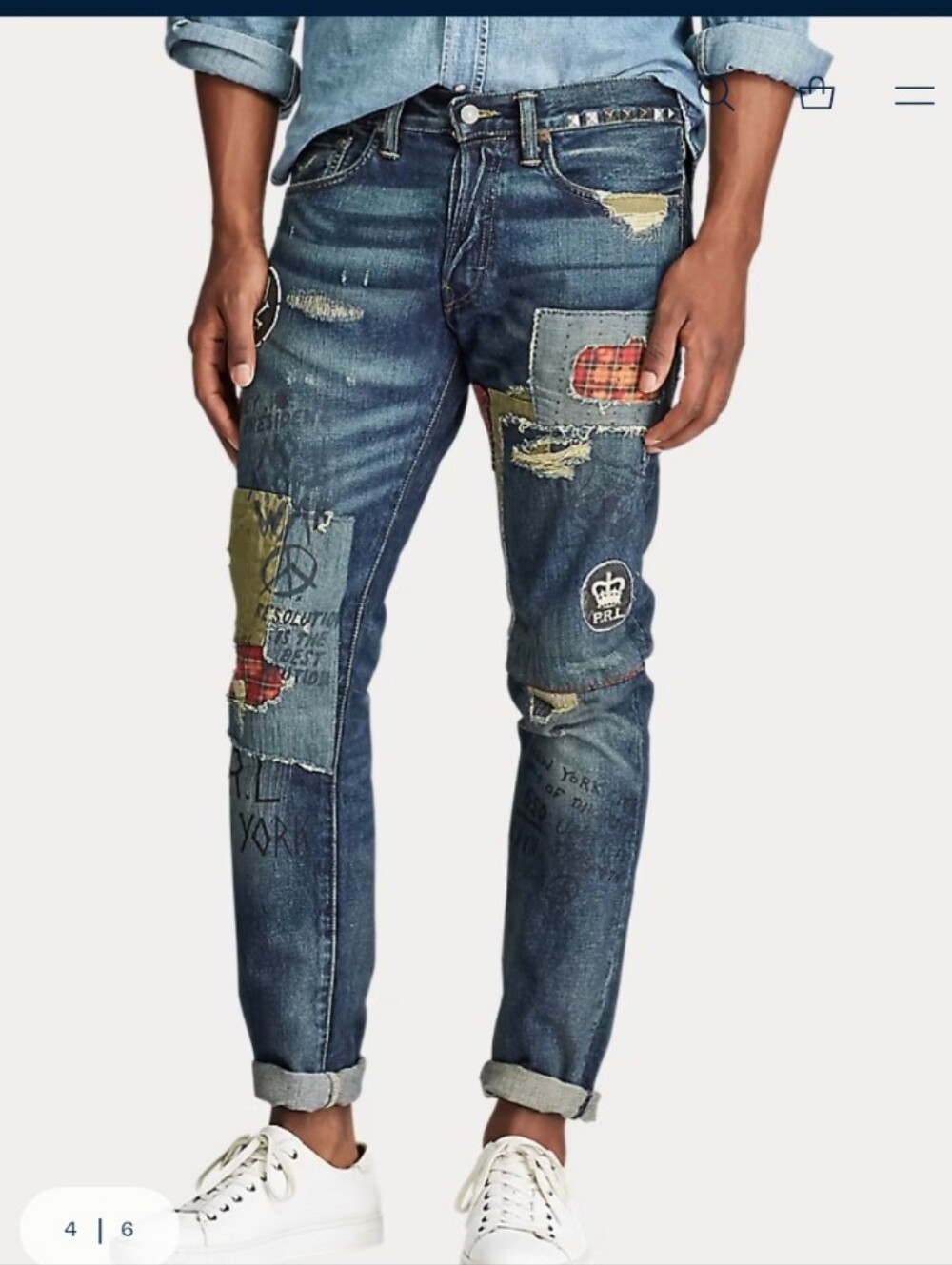Polo Sullivan Slim Distressed Jeans Patchwork 30x29
